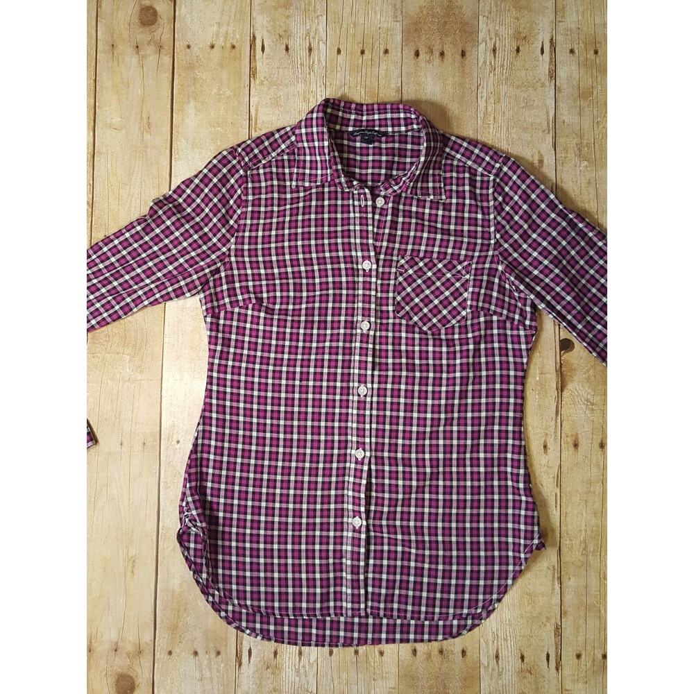 American Eagle Outfitters AEO Women's Plaid Purple Button Up Shirt Size S